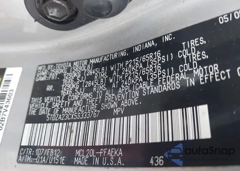 2005 Toyota Sienna Le from USA, damaged, VIN 5TDZA23CX5S333767